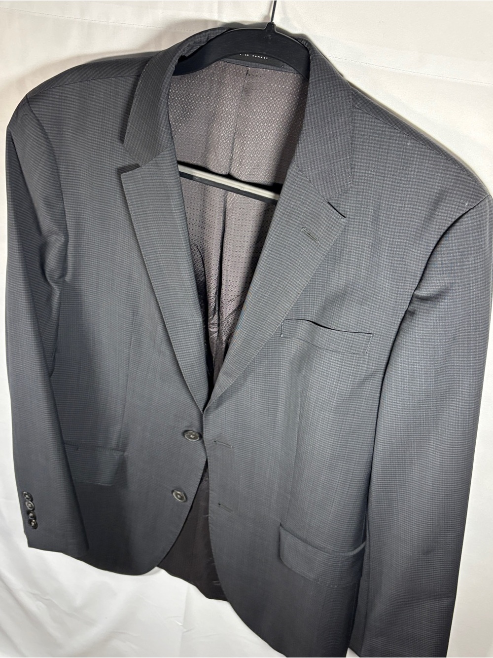 Hugo Boss Gray & Black Checks Men's Blazer 38R Super 120 Wool